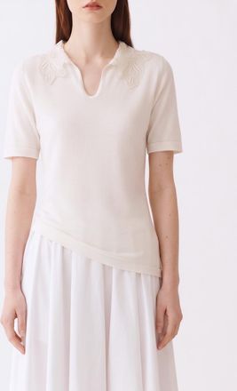 Fabiana Filippi Polo in cotone e seta con collo in pizzo