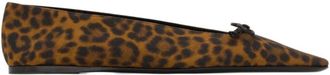 Saint Laurent Bruine Strik Detail Leren Platte Schoenen - Dames - Ballerinas - Bruin - 37 1/2 EU - Schoenen