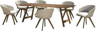 Macabane Mesa y sillas de jard&iacute;n de acacia 6/8 personas