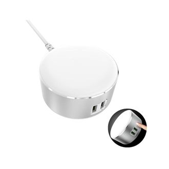 Trade Shop Trade Shop - L&aacute;mpara Led T&aacute;ctil Con Cargador De Viaje De 2 Puertos Usb Para Ios Y Android