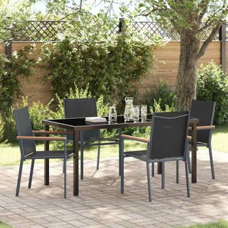 vidaXL Vidaxl - Conjunto De Comedor De Jard&iacute;n 5 Pcs Negro Textileno Y Acero