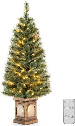 Costway Costway 120cm &Aacute;rbol De Navidad Artificial Con Agujas De Pino, 100 Luces Led Y 116 Ramas, Base Llena De Cemento, 3 Modos Din&aacute;micos Y Brillo Ajustable, 