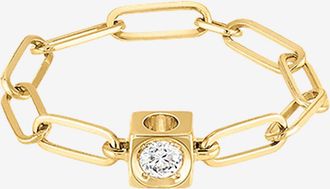 Dinh Van Kettenring aus Gelbgold und Diamant Le Cube