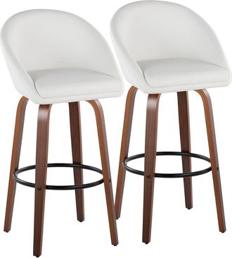 LumiSource Set Of 2 Matisse Highback 30In Contemporary Fixed-Height Swivel Bar Stools With Footrest