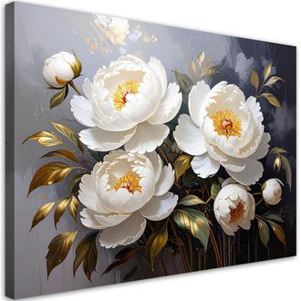 Feeby Impresi&oacute;n De Imagen Flores De Peon&iacute;a Blancas Plantas 100x70