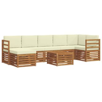vidaXL Conjunto De Sof&aacute;s De Exterior Con Coj&iacute;n 8 Pcs Natural Y Crema Vidaxl