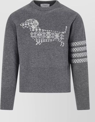 Thom Browne dog motif crew neck knit sweater