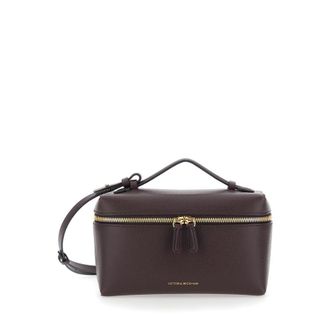Victoria Beckham Bordeaux Crossbody Bag With Logo Lettering On The Front And Adjustable Removable Strap Leather For Women Calf