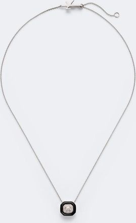 Nikos Koulis Oui 18kt white gold and enamel pendant necklace with diamonds