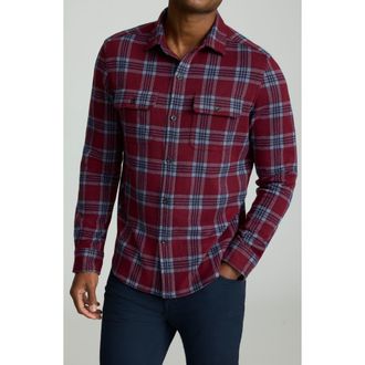 UNTUCKit Franklyn Sweater Flannel Shirt Jacket in Maroon at Nordstrom, Size X-Large