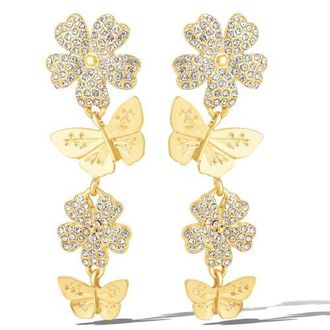 Jessica Simpson Vertical Butterfly Drop Earrings in Gold at Nordstrom