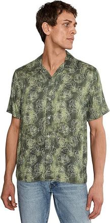John Varvatos Dan Camp Collar Shirt Mens Clothing Light Olive : 2XL, Modal