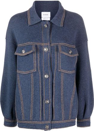 Barrie contrast-stitching denim-effect jacket - women - Cashmere/Cotton - XS/S - Blue