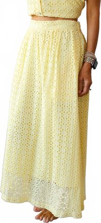 Entro Eyelet Midi Skirt In Lemon