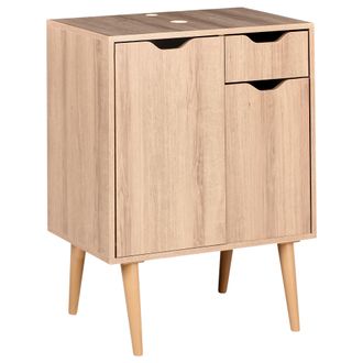 Beliani Beliani - Mueble Para Lavabo 60 X 80 Cm Almacenaje Ba&ntilde;o Con Estante Mdp Marr&oacute;n Claro Canoas