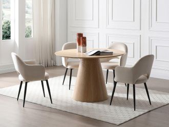 Vente-Unique Tavolo da pranzo tondo 4 persone impiallacciatura rovere Naturale chiaro - ANTALIZA