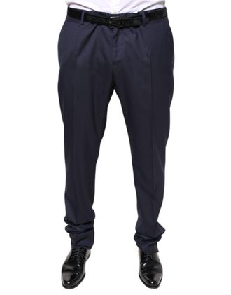 Dolce & Gabbana Mens Blue Wool Skinny Formal Dress Pants Virgin Silk