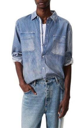 Rag & Bone Miramar CPO Faux Denim Cotton Terry Button-Up Shirt in Patina at Nordstrom Rack, Size Medium