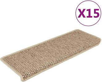 vidaXL Vidaxl - Tappeti Autoadesivi Scale Aspetto Sisal 15 pz 65x21x4 cm Sabbia