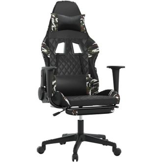 vidaXL Silla Gaming Masaje Reposapi&eacute;s Cuero Sint&eacute;tico Negro Camuflaje Vidaxl