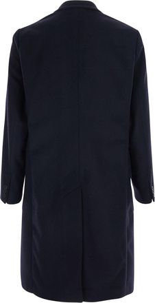 Emporio Armani Mens Coat Double-Breasted Cashmere-Wool Blue