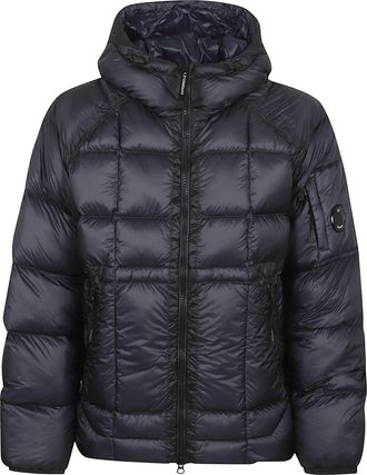 C.P. Company Medium-Length Down Jacket With Adjustable Features And Iconic Logo