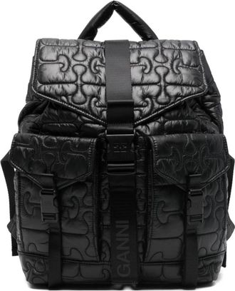 Ganni Gevulde Re-Tech Rugzak - Dames - Rugzakken - Zwart - ONE Size - Tassen