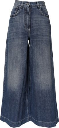 Dolce & Gabbana Womens Wide Leg Denim Jeans - Blue Cotton - Size EU 32 (Womens)