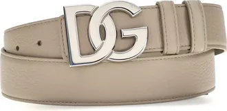 Dolce & Gabbana Mens Belt Calfskin Taupe Calf Leather