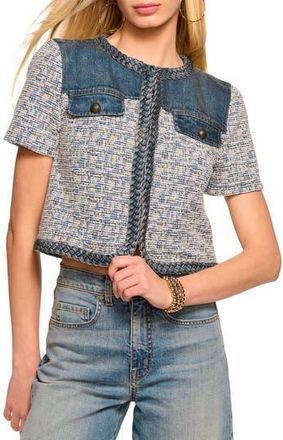 Ramy Brook Libby Denim & Tweed Crop Jacket in Indigo Tweed at Nordstrom Rack, Size X-Large