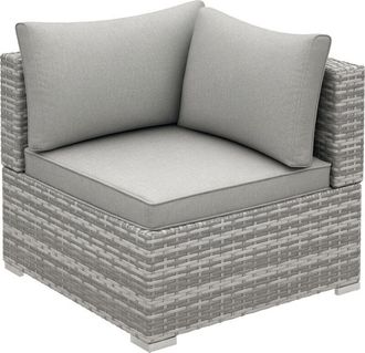 OUTSUNNY Outdoor Garden Furniture Rattan Single Middle Sofa w/ Cushions Grey