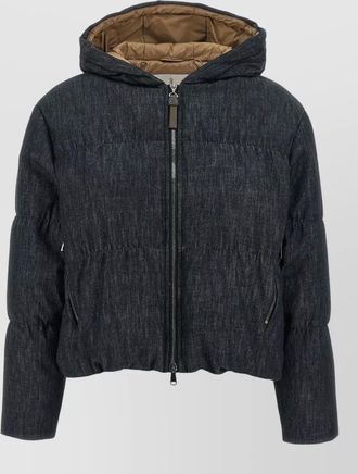 Brunello Cucinelli cropped twill down jacket hooded