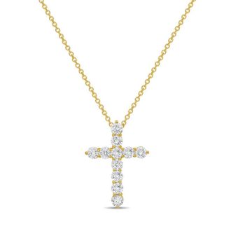 Diana M. Jewels 14kt Yellow Gold 3.00 cts Lab Grown Round Diamond Cross Pendant