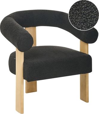 Beliani Sill&oacute;n Boucl&eacute; Negro Marr&oacute;n claro