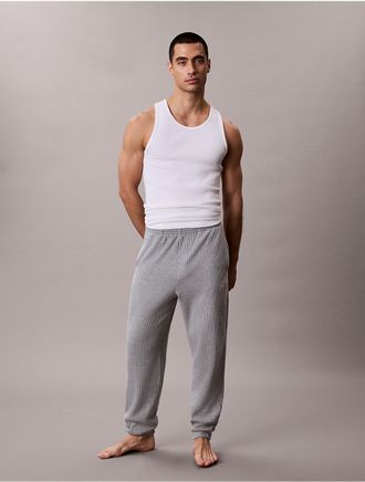 Calvin Klein Mens Brushed Waffle Sleep Joggers - Grey - XL