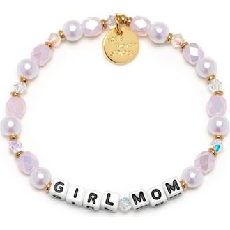 Little Words Project Girl Mom Beaded Stretch Bracelet in White at Nordstrom, Size Small