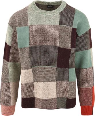 Paul Smith Patchwork Sweater - Heren - Ronde hals truien - Veelkleurig - XL - Katoen - Truien & Vesten