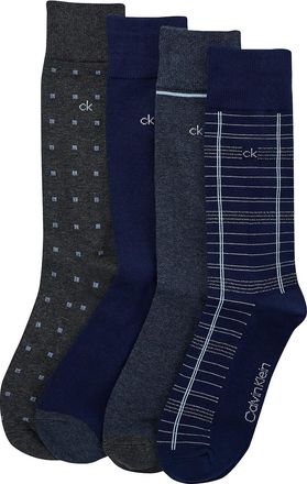 Calvin Klein Mens Holiday Combed Cotton 4-Pack Dress Socks - Multi