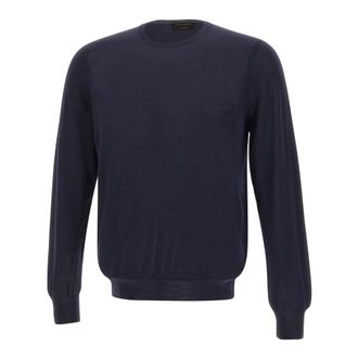 Gran Sasso Round-neck Knitwear, male, Blue, S, Super Tasmania Crew Neck Jumper