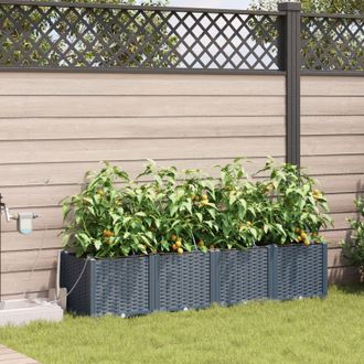 Berkfield Home Garden Planters with Water Irrigation System 4 pcs Light Grey