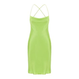 Saint Laurent Party Dresses, female, Green, Size: XS Cowl-neck Satin Mini Dress