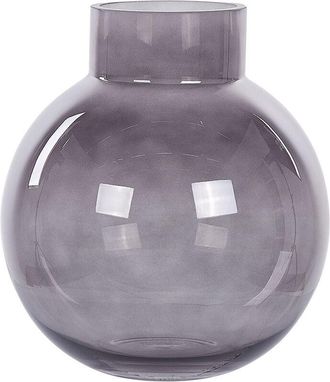 Beliani Florero De Vidrio Gris 22 Cm Jarr&oacute;n Sobremesa Moderno Decoraci&oacute;n Polydrosos