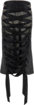 Balenciaga Lace-Up Denim Skirt - Grey