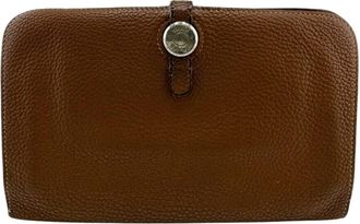 Herm&egrave;s Brown Leather Long Wallet (Bi-Fold) (Pre-Owned)