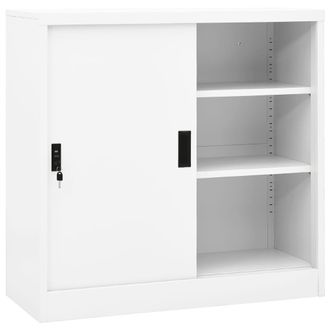 vidaXL Armadio Per Ufficio Anta Scorrevole Bianco 90x40x90cm Acciaio - Vidaxl