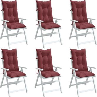 vidaXL Cojines Para Silla Respaldo Alto 6 Uds Tela Rojo Tinto Melange Vidaxl