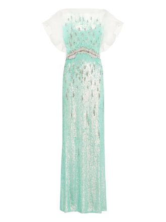 Jenny Packham Abito da sera Magnolia con paillettes - Verde