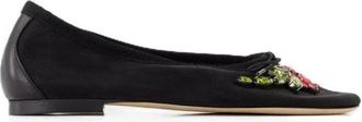 Simone Rocha Embellished Flower Mesh Ballerina - Dames - Ballerinas - Zwart - 37 EU - Leer - Schoenen