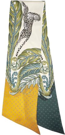 Ferragamo Accessoires, Dames, Veelkleurig, ONE Size, Elegante Sjaal in Groen en Goud