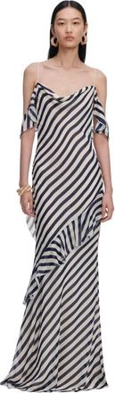 Self Portrait Stripe Georgette Maxi Jurk - Dames - Avondkleed - Veelkleurig - S - Kleedjes